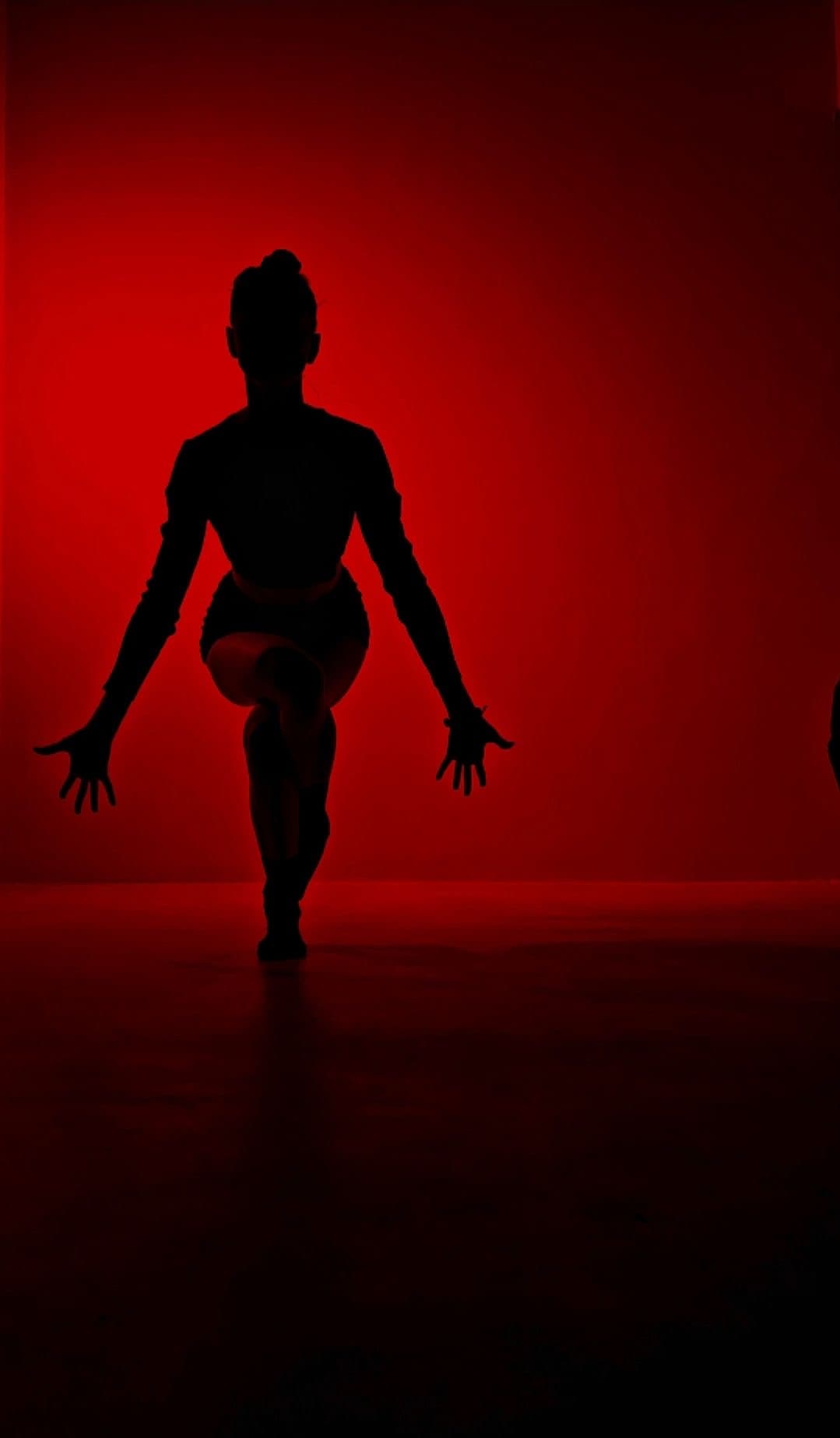 Silhouette in a grounded power stance, infrared red room